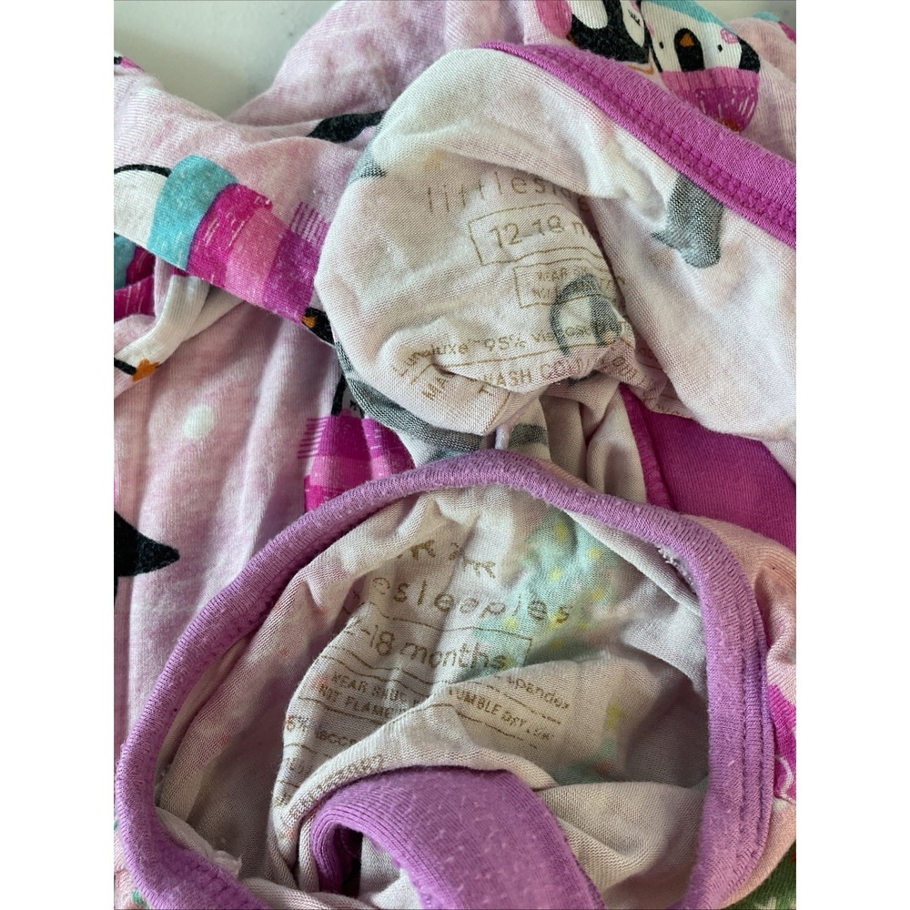 Lot of 2 Little Sleepies zippy 12-18 Months Bamboo Christmas Penguins Snow Soft - Picture 4 of 7